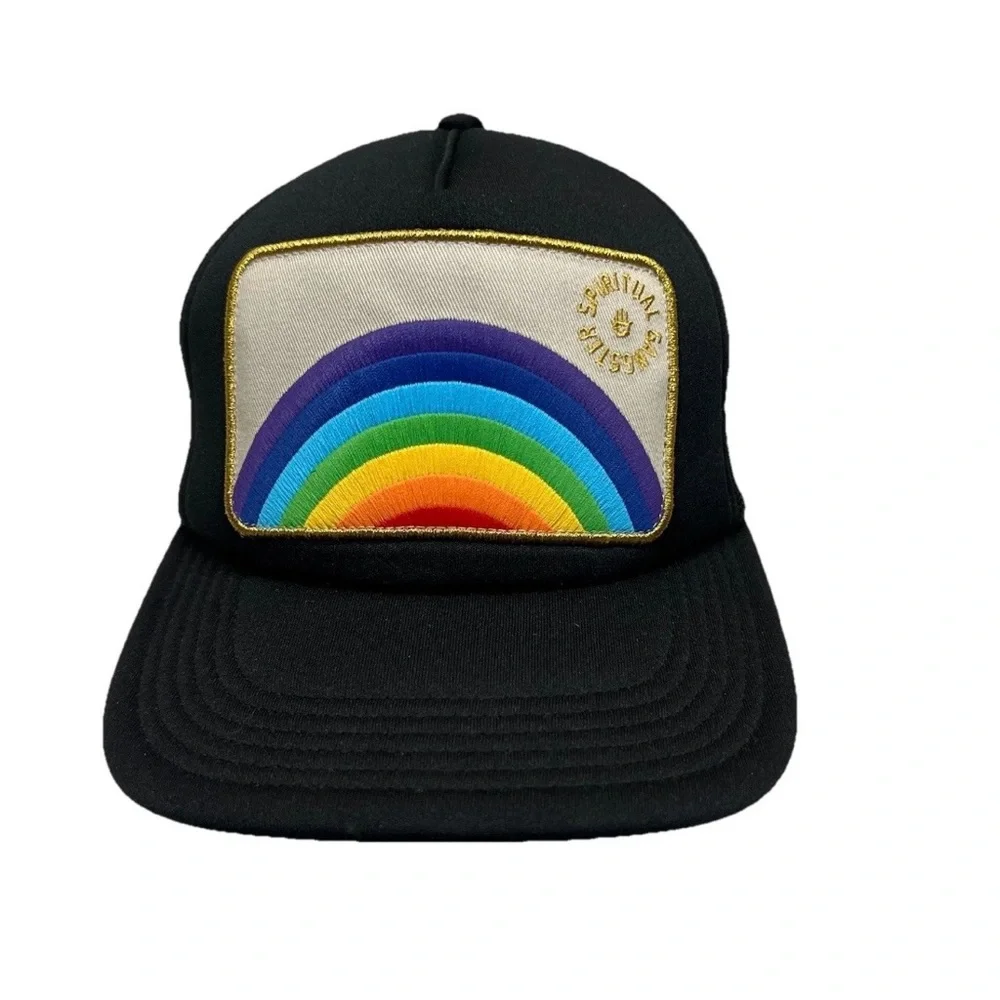 Spiritual Gangster Rainbow Trucker Hat Black Mesh Snapback OS - Picture 2 of 7